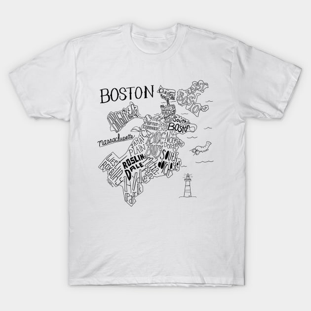 Boston Illustrated Map T-Shirt by Claire Lordon